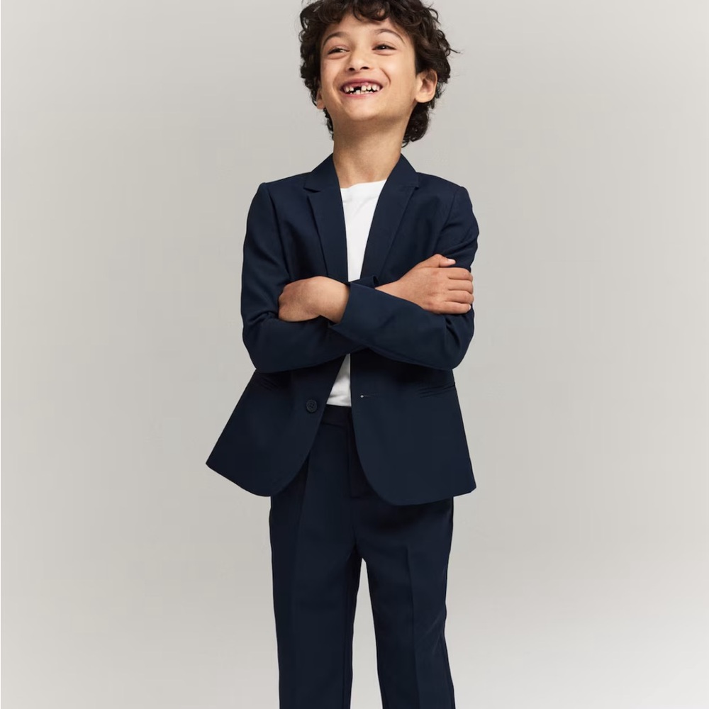 Stylish Navy Blue Kids Slim Suit 3T